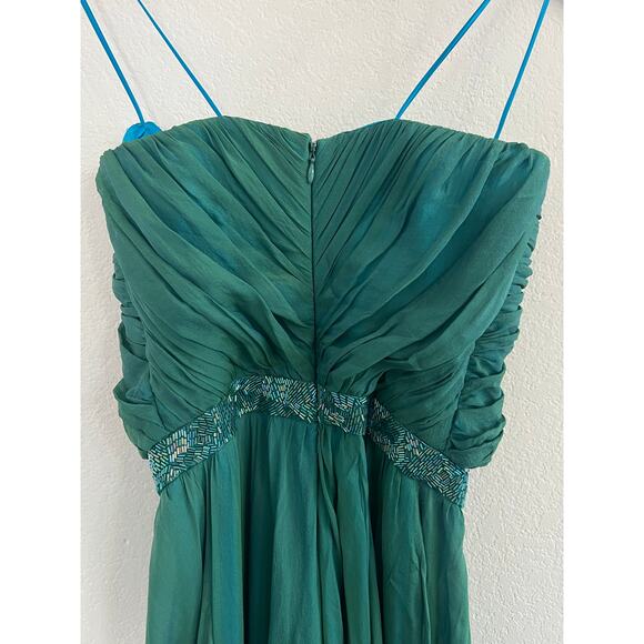 Badgley Mischka Strapless Maxi Dress Size 2 Teal Formal Event Prom Y2K Gala - Picture 13 of 16